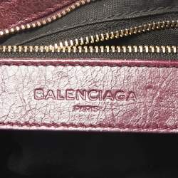 Balenciaga Burgundy Leather Mini Classic City Bag