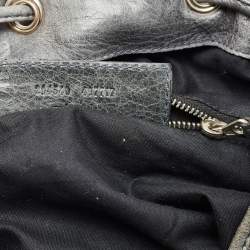  Balenciaga Grey Leather Giant Brogue Pompon Hobo