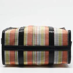 Balenciaga Multicolor Striped Mesh Nylon Small Bazar Shopper Tote