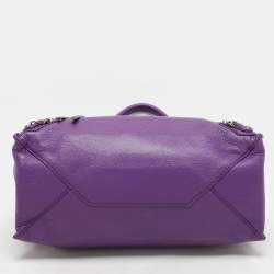 Pre Owned Balenciaga Purple Leather Mini Papier A4 Tote