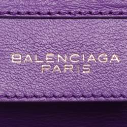 Pre Owned Balenciaga Purple Leather Mini Papier A4 Tote