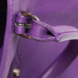 Pre Owned Balenciaga Purple Leather Mini Papier A4 Tote