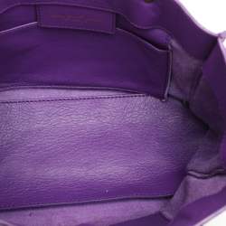 Pre Owned Balenciaga Purple Leather Mini Papier A4 Tote