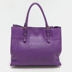 Pre Owned Balenciaga Purple Leather Mini Papier A4 Tote