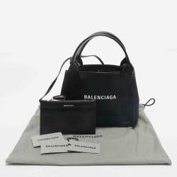 Balenciaga Black/White Canvas and Leather XS Cabas Tote