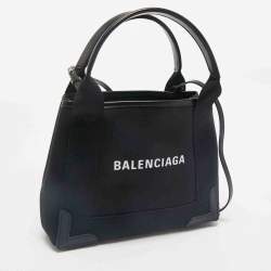 Balenciaga Black/White Canvas and Leather XS Cabas Tote