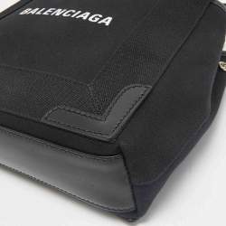 Balenciaga Black/White Canvas and Leather XS Cabas Tote