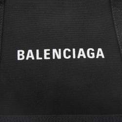 Balenciaga Black/White Canvas and Leather XS Cabas Tote