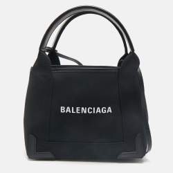 Balenciaga Black/White Canvas and Leather XS Cabas Tote