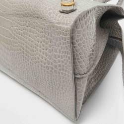 Balenciaga Grey Croc Embossed Leather Large Neo Classic Tote