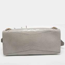 Balenciaga Grey Croc Embossed Leather Large Neo Classic Tote