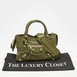 Balenciaga Olive Green Leather Mini Classic City Bag