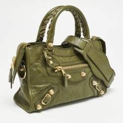 Balenciaga Olive Green Leather Mini Classic City Bag