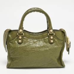 Balenciaga Olive Green Leather Mini Classic City Bag