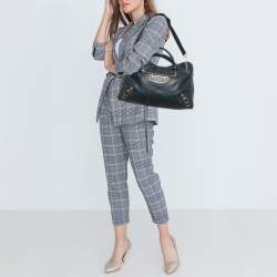 Balenciaga Navy Blue Leather Metallic Edge Classic City Bag