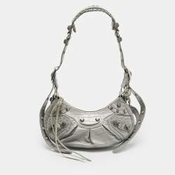 Balenciaga Grey Croc Embossed Leather XS Le Cagole Shoulder Bag