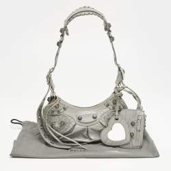 Balenciaga Grey Croc Embossed Leather XS Le Cagole Shoulder Bag