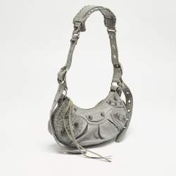 Balenciaga Grey Croc Embossed Leather XS Le Cagole Shoulder Bag