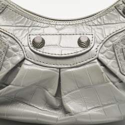 Balenciaga Grey Croc Embossed Leather XS Le Cagole Shoulder Bag