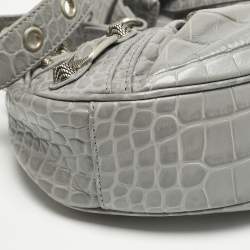 Balenciaga Grey Croc Embossed Leather XS Le Cagole Shoulder Bag