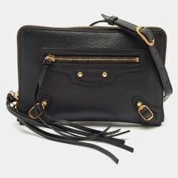 Balenciaga Black Leather Neo Classic Pouch Crossbody Bag