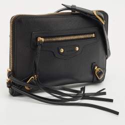 Balenciaga Black Leather Neo Classic Pouch Crossbody Bag