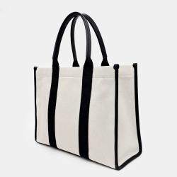 Balenciaga Cream Fabric Hardware Tote and Shoulder Bag