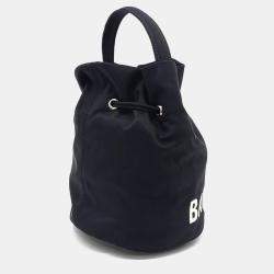 Balenciaga Black Fabric Wheel Drawstring Bucket Bag XS