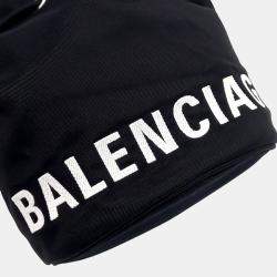 Balenciaga Black Fabric Wheel Drawstring Bucket Bag XS