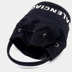 Balenciaga Black Fabric Wheel Drawstring Bucket Bag XS