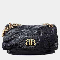 Balenciaga Black Leather Monaco Chain Shoulder Bag