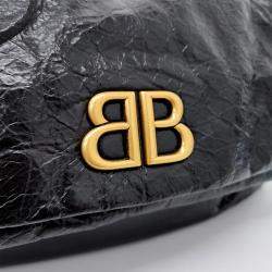 Balenciaga Black Leather Monaco Chain Shoulder Bag