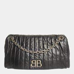 Balenciaga Black Leather Monaco Large Chain Bag