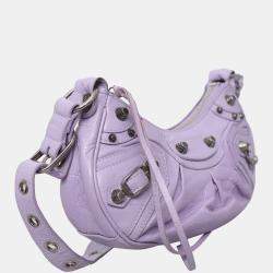  Balenciaga Purple Lambskin Leather Agneau Arena Le Cagole Shoulder Bag