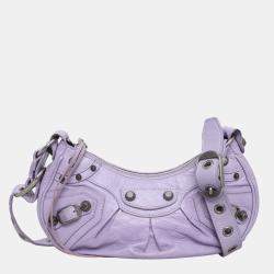  Balenciaga Purple Lambskin Leather Agneau Arena Le Cagole Shoulder Bag
