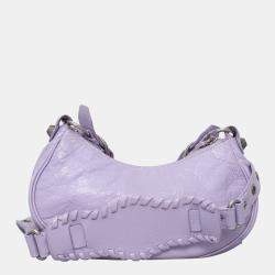  Balenciaga Purple Lambskin Leather Agneau Arena Le Cagole Shoulder Bag