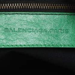 Balenciaga Green Leather Flat Clutch