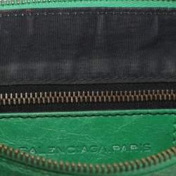 Balenciaga Green Leather Flat Clutch