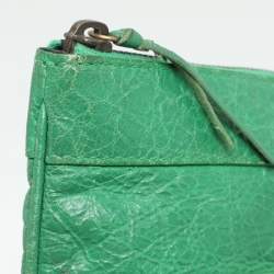 Balenciaga Green Leather Flat Clutch