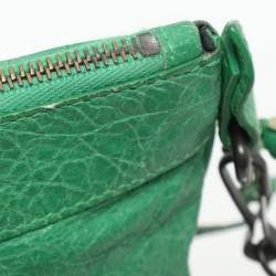 Balenciaga Green Leather Flat Clutch
