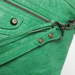 Balenciaga Green Leather Flat Clutch