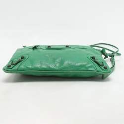 Balenciaga Green Leather Flat Clutch