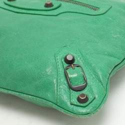 Balenciaga Green Leather Flat Clutch