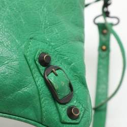 Balenciaga Green Leather Flat Clutch
