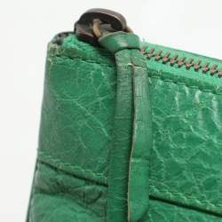 Balenciaga Green Leather Flat Clutch