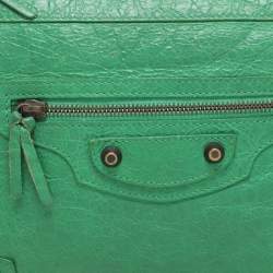 Balenciaga Green Leather Flat Clutch