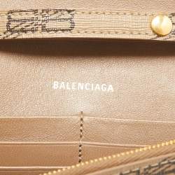 Balenciaga Tan BB Monogram Coated Canvas Hourglass Wallet on Chain