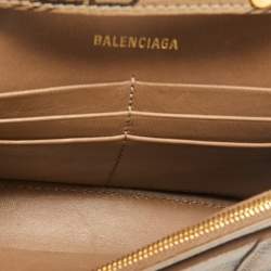 Balenciaga Tan BB Monogram Coated Canvas Hourglass Wallet on Chain