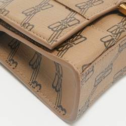 Balenciaga Tan BB Monogram Coated Canvas Hourglass Wallet on Chain