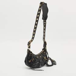 Pre Owned Balenciaga Black Croc Embossed Leather XS Le Cagole Shoulder Bag